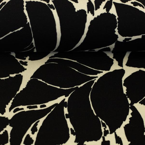 Viskosejersey Sizilien Schwarz mit Beigen Print von Swafing